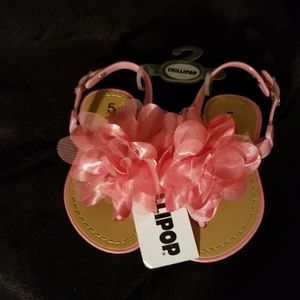 Little girls Pink Sandals w/flowers